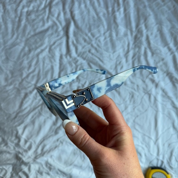 Shein Glasses Blue Tint Lens With Blue Marble Detail with Gold - Picture 5 of 6